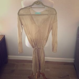 Melissa Odabash Gold Long Slv Swimsuit Cover-up, M